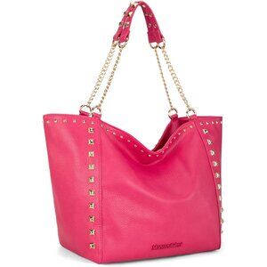 Montana West Women's Xl-Hot Pink  Vegan Leather Large Oversized Chain Tote Bag